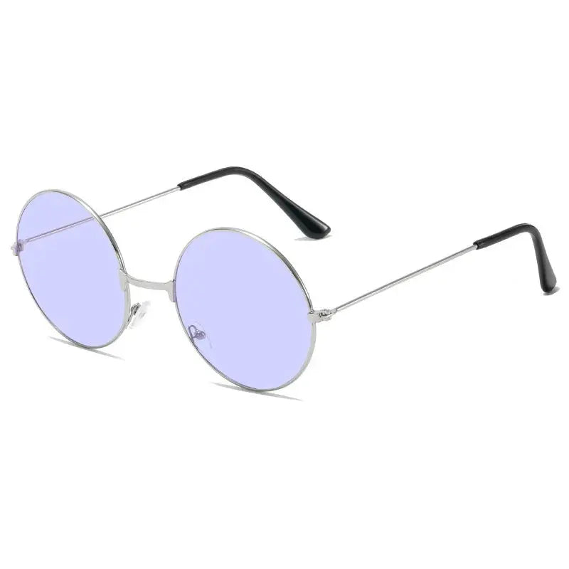 Retro Hippie Round Metal Frame Sunglasses Fashion Small Circle Sun Glasses Disco Party Candy Color Lens Eyewear for Women Men - Suncollections