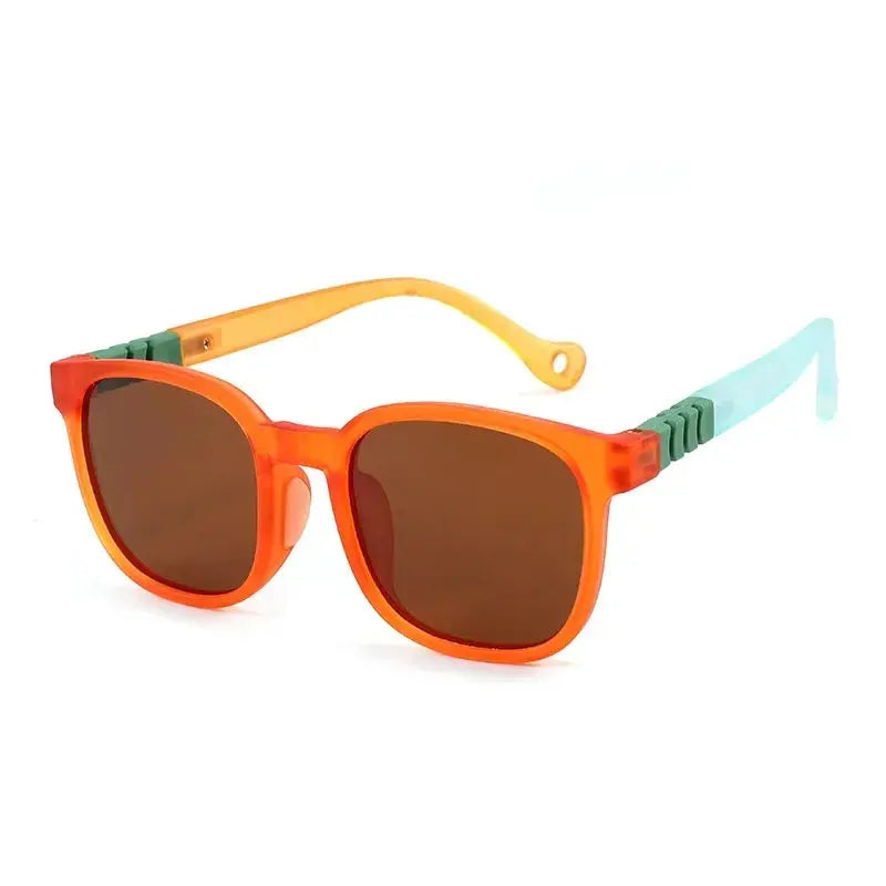 Fashion Silicone Square Sunglasses Contrasting Colours Jelly Colorful Frame Polarized Lens UV400 Boys Girls Age 3-12 - Suncollections