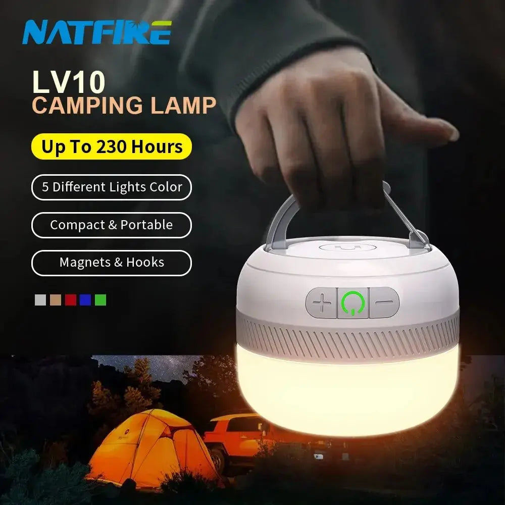 NATFIRE LV10 Camping Light USB C Rechargeable 230 Hours With 5 Colors Flashlight For Outdoor Tent Lamp Emergency Lantern - Suncollections