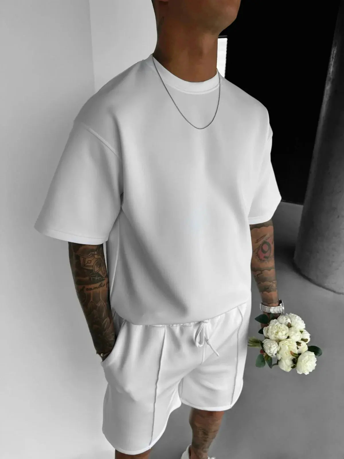 Men 2025 summer fashion sports design sense simple casual solid color quick drying short-sleeved T-shirt trend clothes - Suncollections