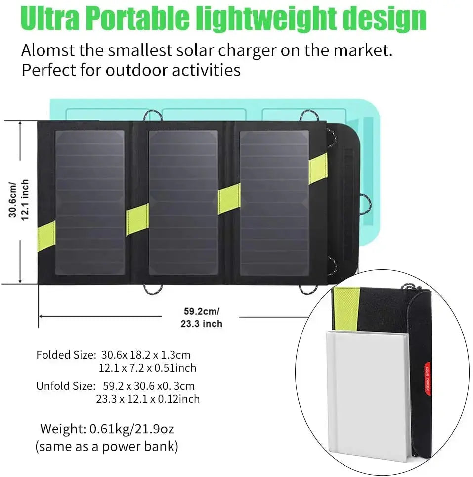 X-DRAGON Solar Charger 5V 20W High Efficiency Foldable Solar Panel Solar Battery Charger for Hiking Outdoors Cell Phone on foot - Suncollections