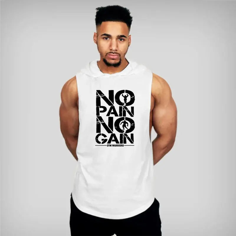 Mens Bodybuilding Sleeveless Hooded Shirts Summer Breathable Loose Cotton Hip Hop Tank Tops Gym Workout Fitness Muscle Hoodie Suncollections