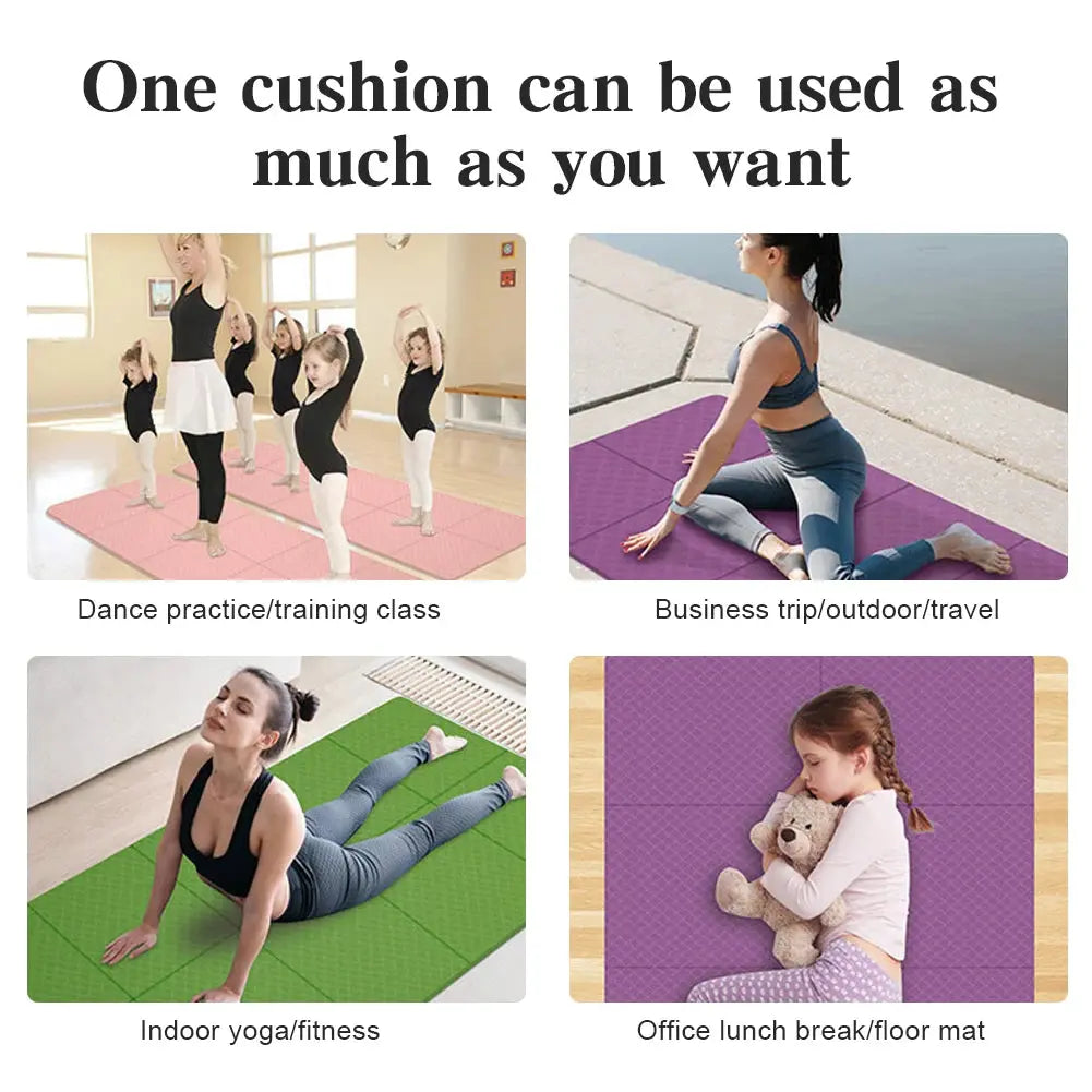Foldable Yoga Mat 4mm Thick TPE Gym Mat Anti-Slip Yoga Mat Pilates Double Sided Multifunction Exercise Mat Yoga Pilates Workout - Suncollections