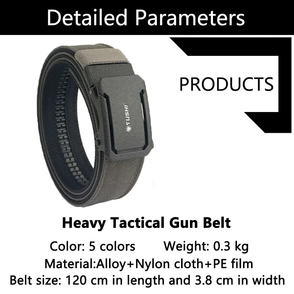 TUSHI Mens Belt Automatic Metal Buckle IPSC Gun Belt Tactical Canvas Webbing Military Belt Outdoor Work Business Belt Nylon Belt - Suncollections