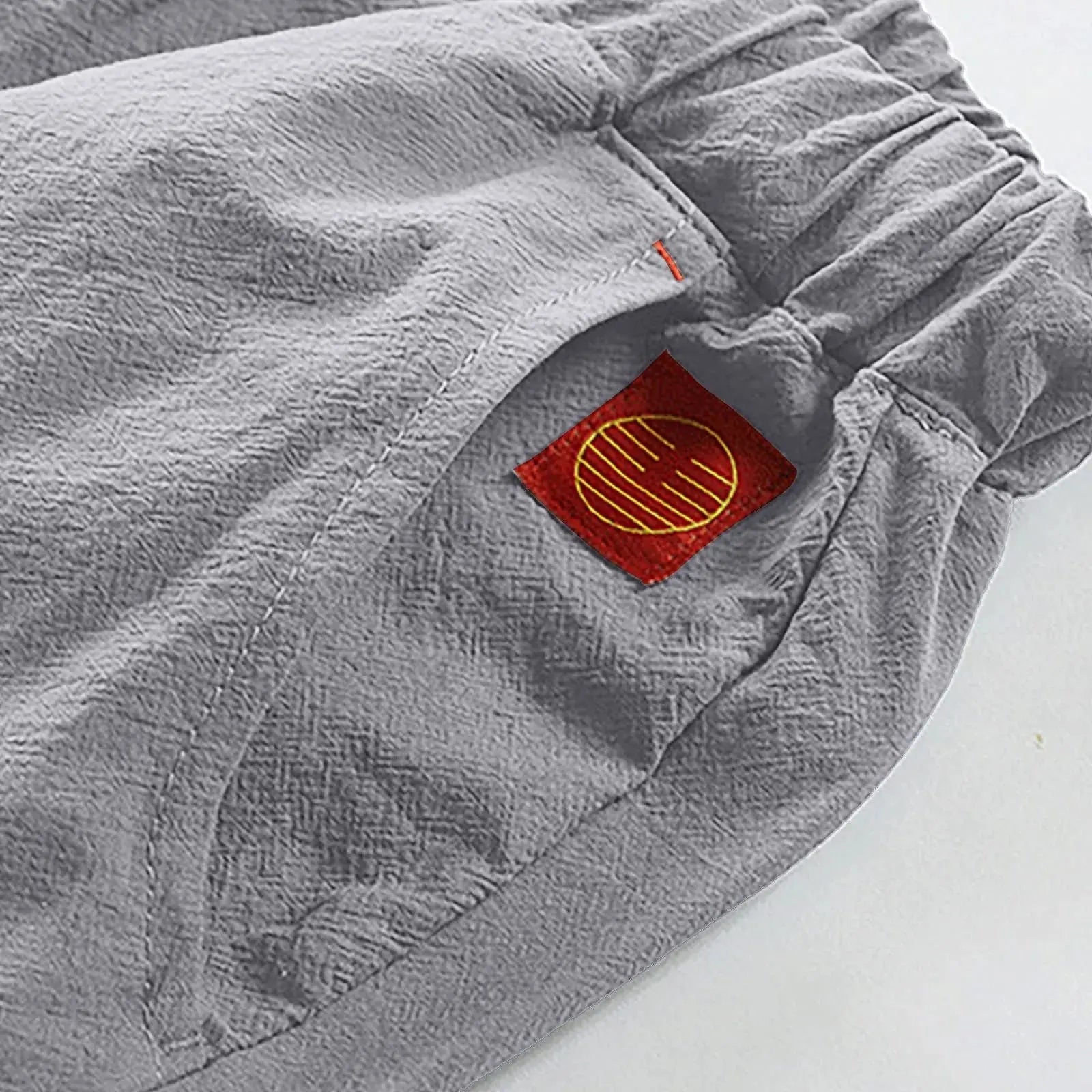 Cotton Linen Men'S Loose Tie Casual Pants Elastic Waist Beach Pants Linen Cropped Pants Suncollections