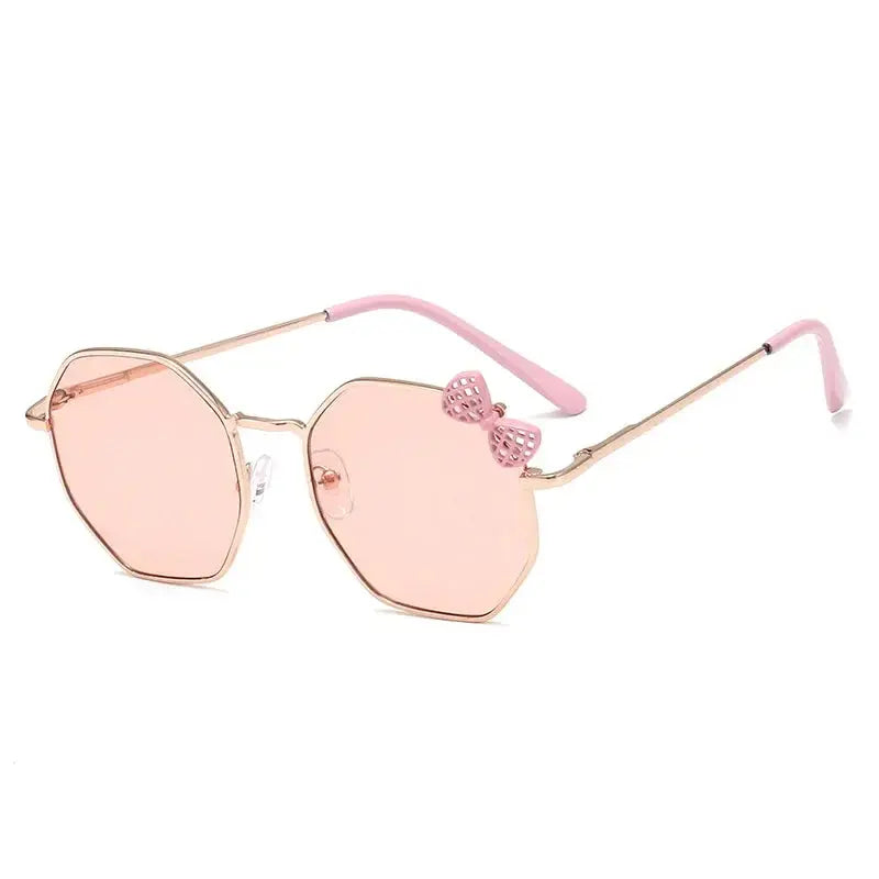 Trendy Fashion Boys and Girls Bow Metal Sunglasses B010 Polygon Trend Children's Sun Glasses Kids Outdoor UV400 Eyewear - Suncollections