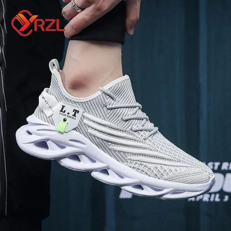 YRZL Men Sports Running Black Jogging Shoes Casual Sneakers Outdoor Breathable Mesh Women Light Shock-absorption Black Tennis Suncollections