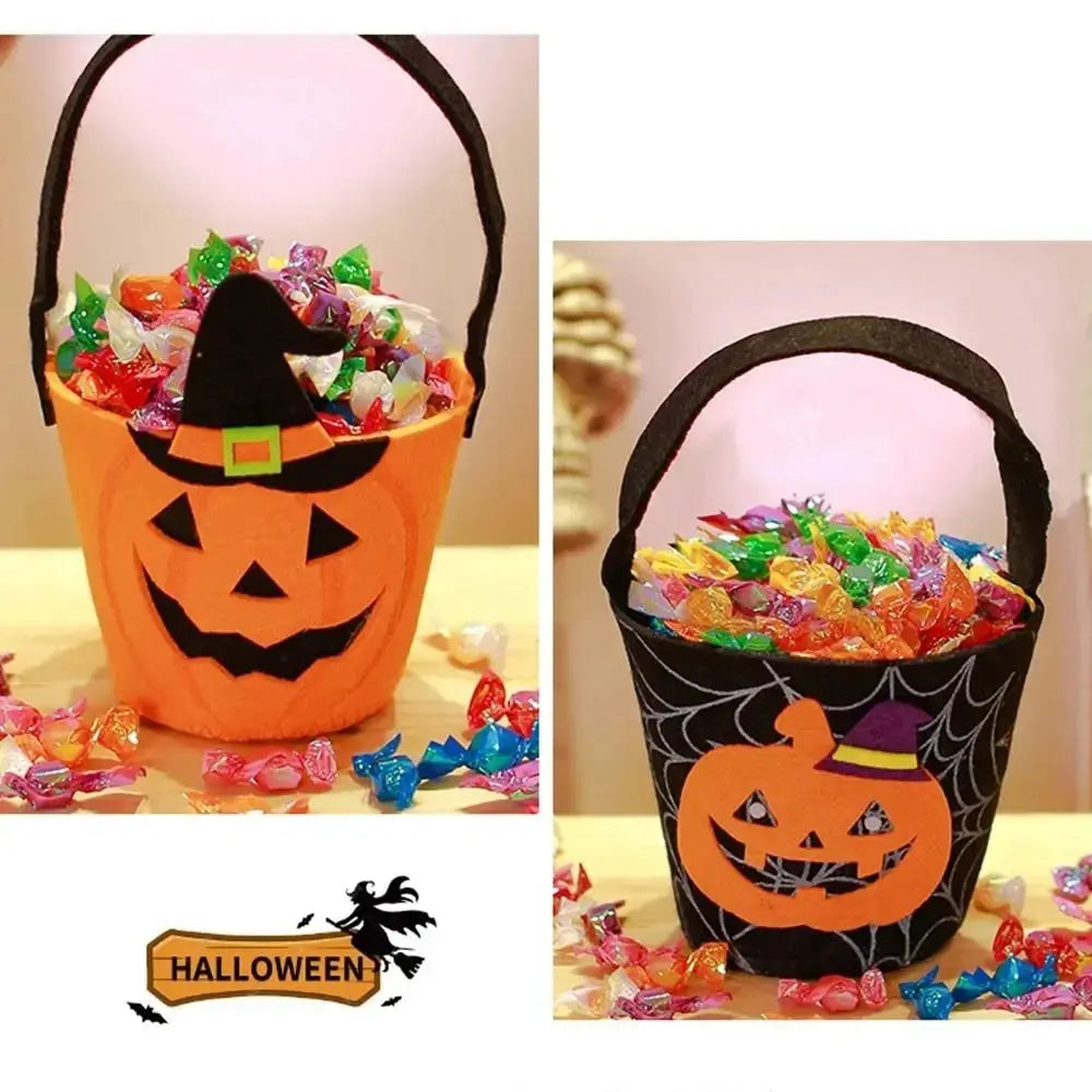 Halloween Theme Candy Bucket Bag Portable Candy Basket Kids Trick or Treat Bucket Halloween Party Decoration Supplies Suncollections