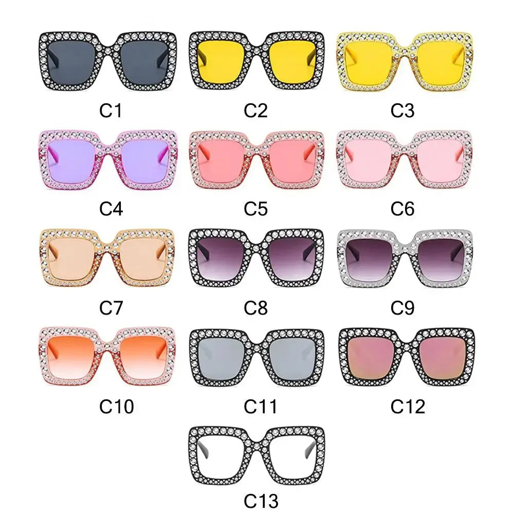 Luxury Children Fashion Sunglasses For Boys Girls Kids Sparkling Rhinestone Stylish Goggles Square Sun Glasses Decorative UV400 - Suncollections