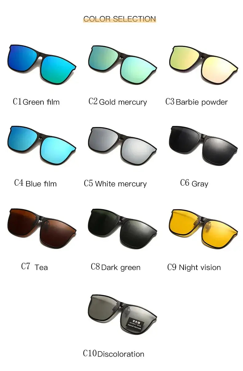 Polarized Clip On Sunglasses Men Car Driver Goggles Night Vision Glasses Anti Glare Vintage Square Glasses Oculos - Suncollections