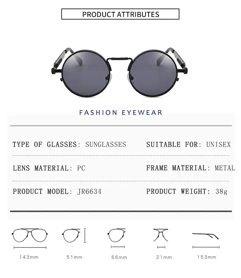 Retro Men Punk Style Sunglasses Colorful Round Metal Frame Women Fashion Sunglasses Uv400 2023 - Suncollections