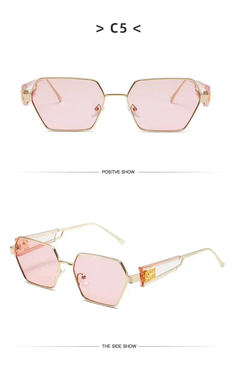 2025 High Quality Rectangle Sunglasses Women Metal Frame Glasses Fashion Brand Designer Vintage Eyewear UV Gafas De Sol Mujer - Suncollections