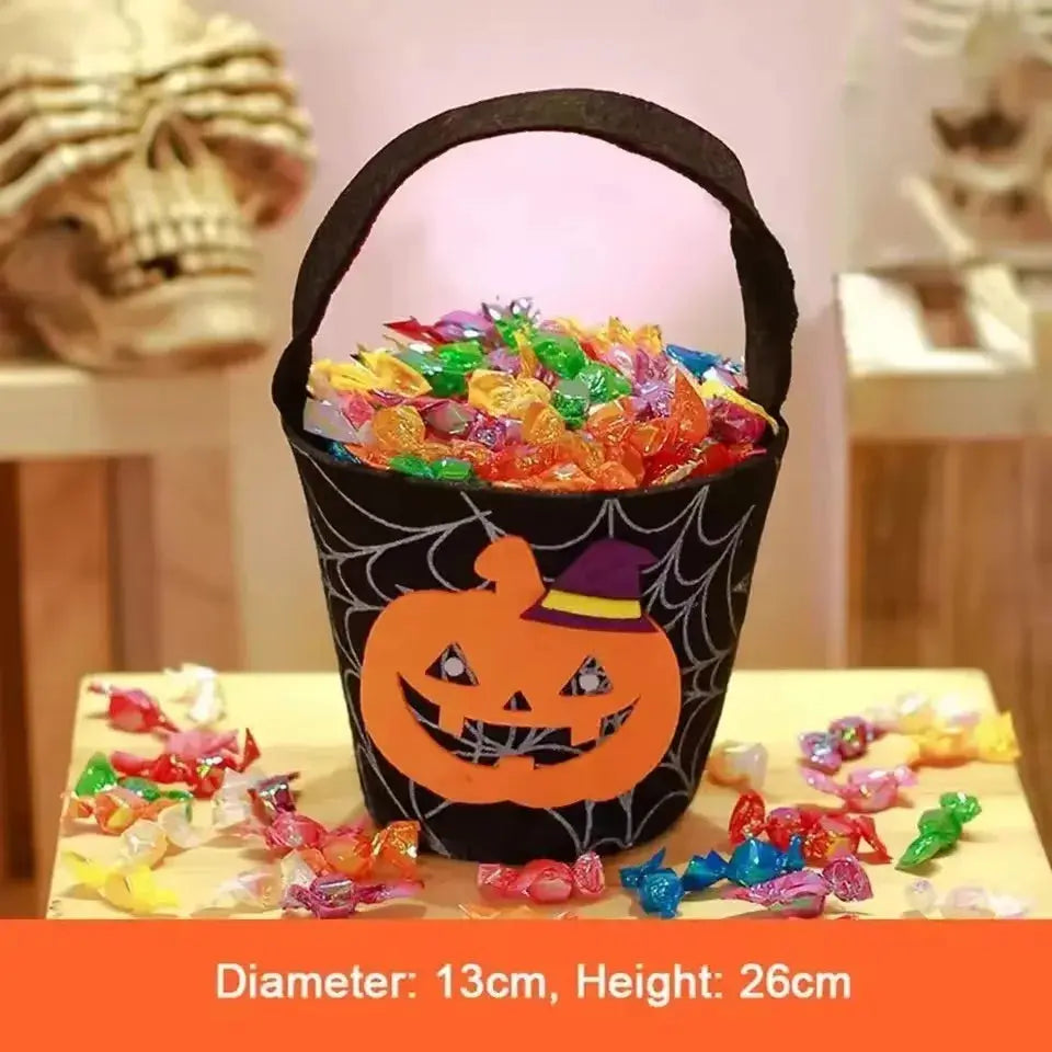 Halloween Theme Candy Bucket Bag Portable Candy Basket Kids Trick or Treat Bucket Halloween Party Decoration Supplies Suncollections