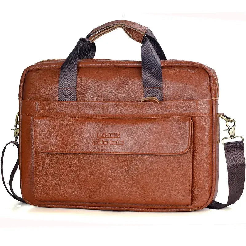 Men Genuine Leather Handbags Casual Leather Laptop Bags Male Business Travel Messenger Bags Men's Crossbody Shoulder Bag - Suncollections