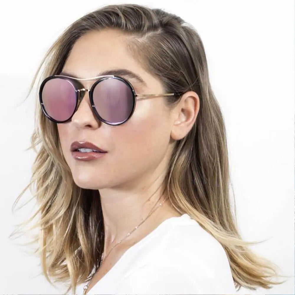 FARMINDALE | Polarized Circle Round Brow-Bar Fashion Sunglasses - Suncollections