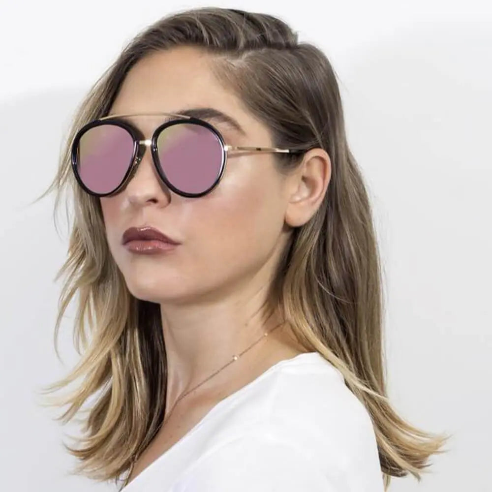 FARMINDALE | Polarized Circle Round Brow-Bar Fashion Sunglasses - Suncollections