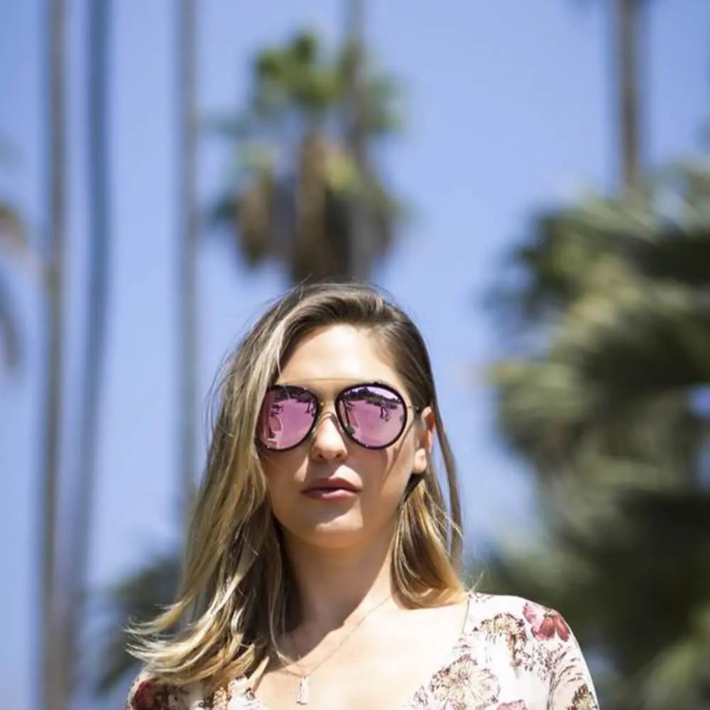 FARMINDALE | Polarized Circle Round Brow-Bar Fashion Sunglasses - Suncollections