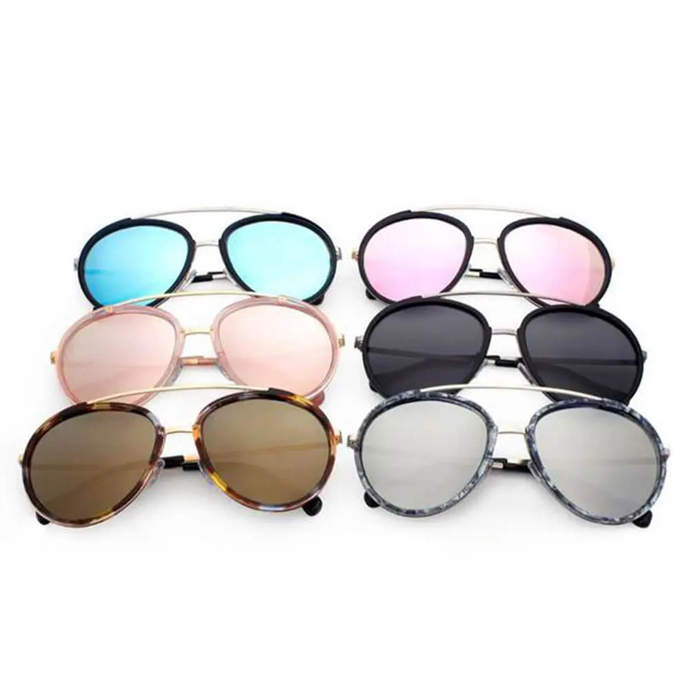 FARMINDALE | Polarized Circle Round Brow-Bar Fashion Sunglasses - Suncollections
